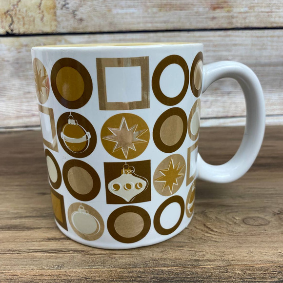 Christmas Ornament Gold and White Mug, Target, Large Coffee Cup, MCM Tea Mug - Picture 3 of 7